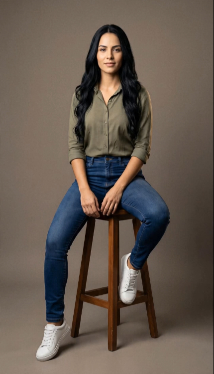 Character in a photography studio