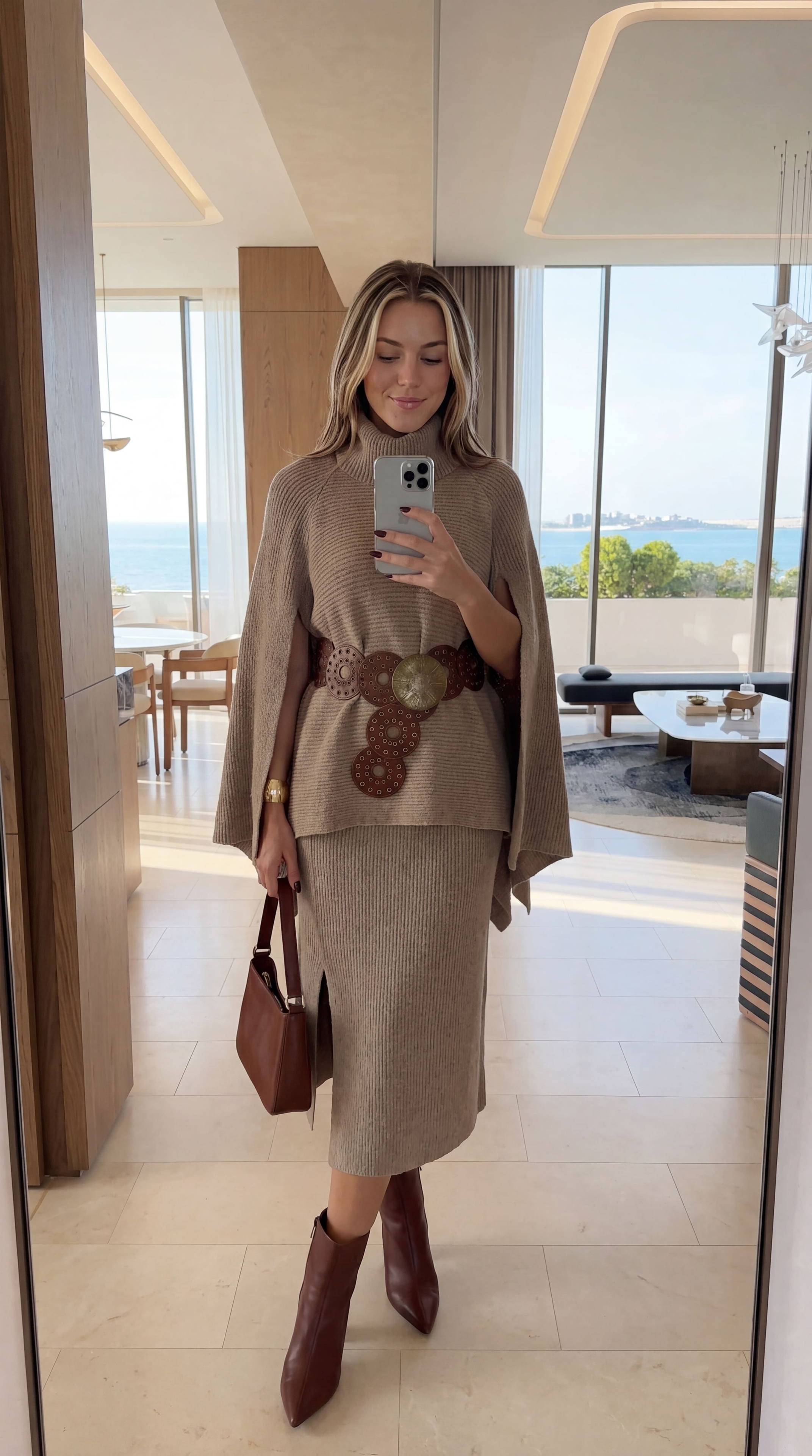 Character wearing knitted clothing